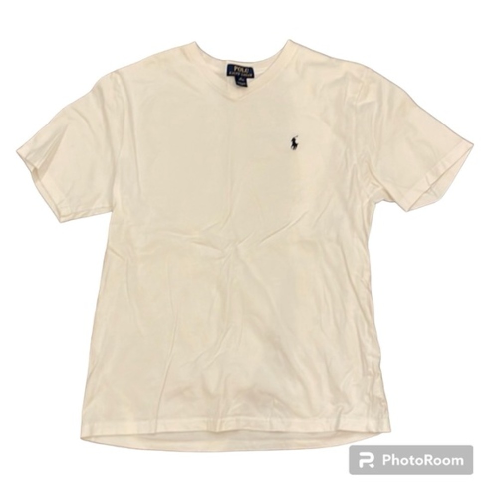 POLO RALPH LAUREN Youth White V-Neck Tee Shirt size XL